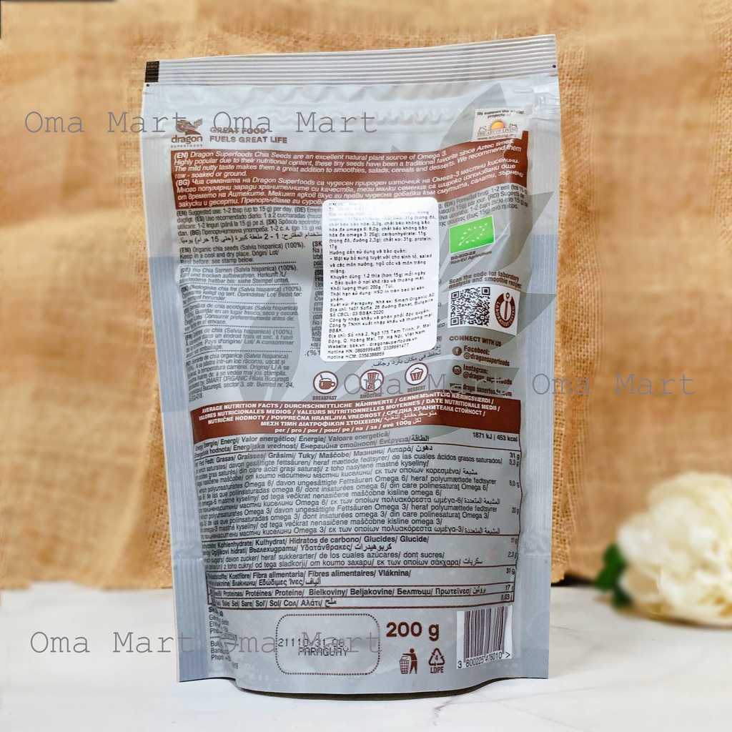 Hạt chia hữu cơ Dragon 200g