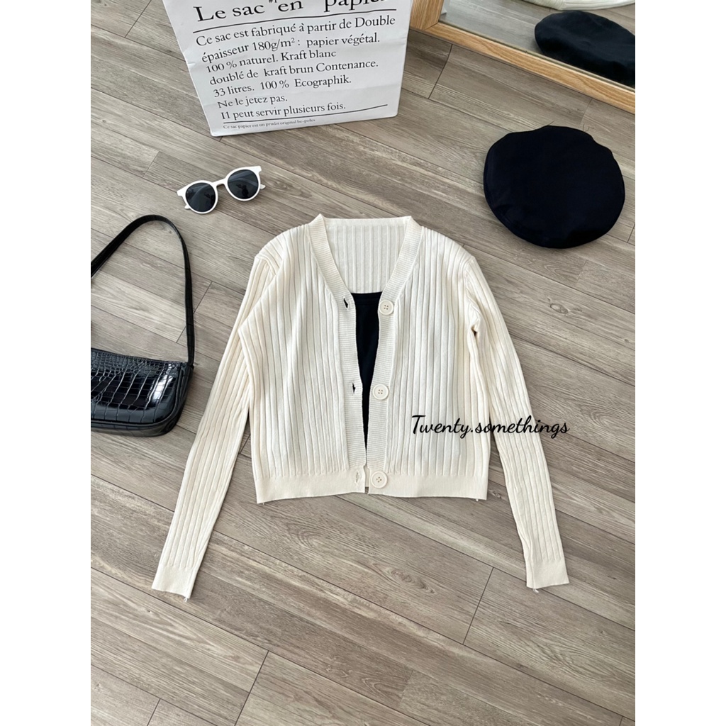 Set Áo Cardigan + Áo 2 Dây (ảnh thật/sẵn/video)