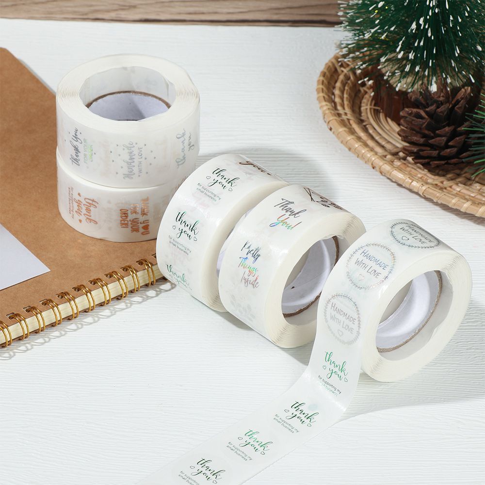 Cuộn 500 Sticker Chữ Thank You Dán Trang Trí Quà Tặng