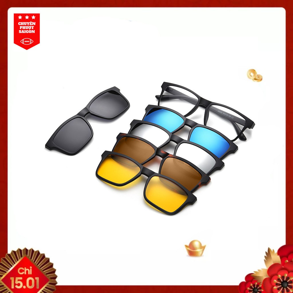 BỘ KÍNH  6IN1 PHONG CACH THỜI TRANG & GỌNG KÍNH 2202 A