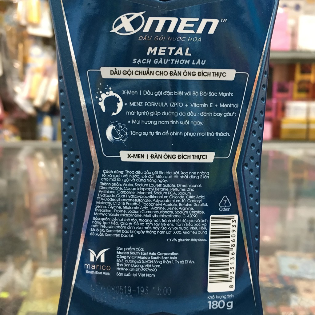 Dầu gội nước hoa X-Men Metal sạch gàu thơm lâu 180g