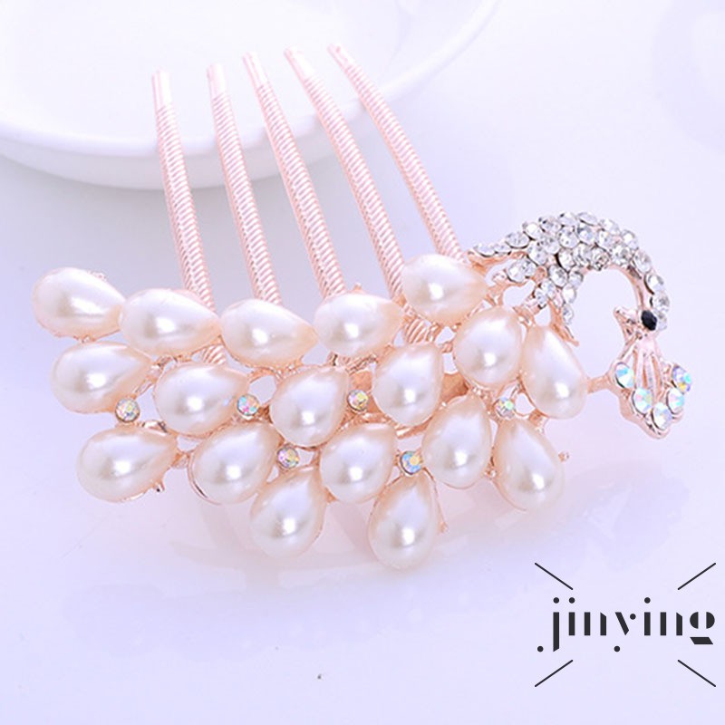 GETNOIVAS Cài tóc cô dâu phối hình bông hoa đính đá xinh xắn sang trọng