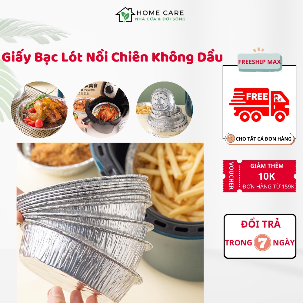 Khay Giấy Bạc Lót Nồi Chiên Không Dầu Đường Kính 20cm, Khay Đựng Thực Phẩm, Đĩa Nhôm, Đĩa Giấy Bạc