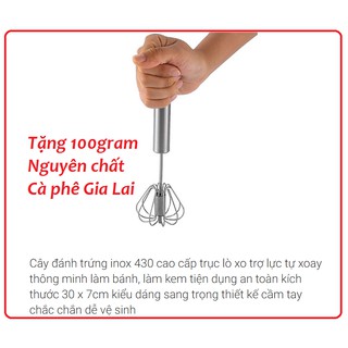 [DENCOFFEE] CÂY ĐÁNH TRỨNG-CAFE INOX - NHẤN XOAY + tặng 100gram Cà phê gia lai