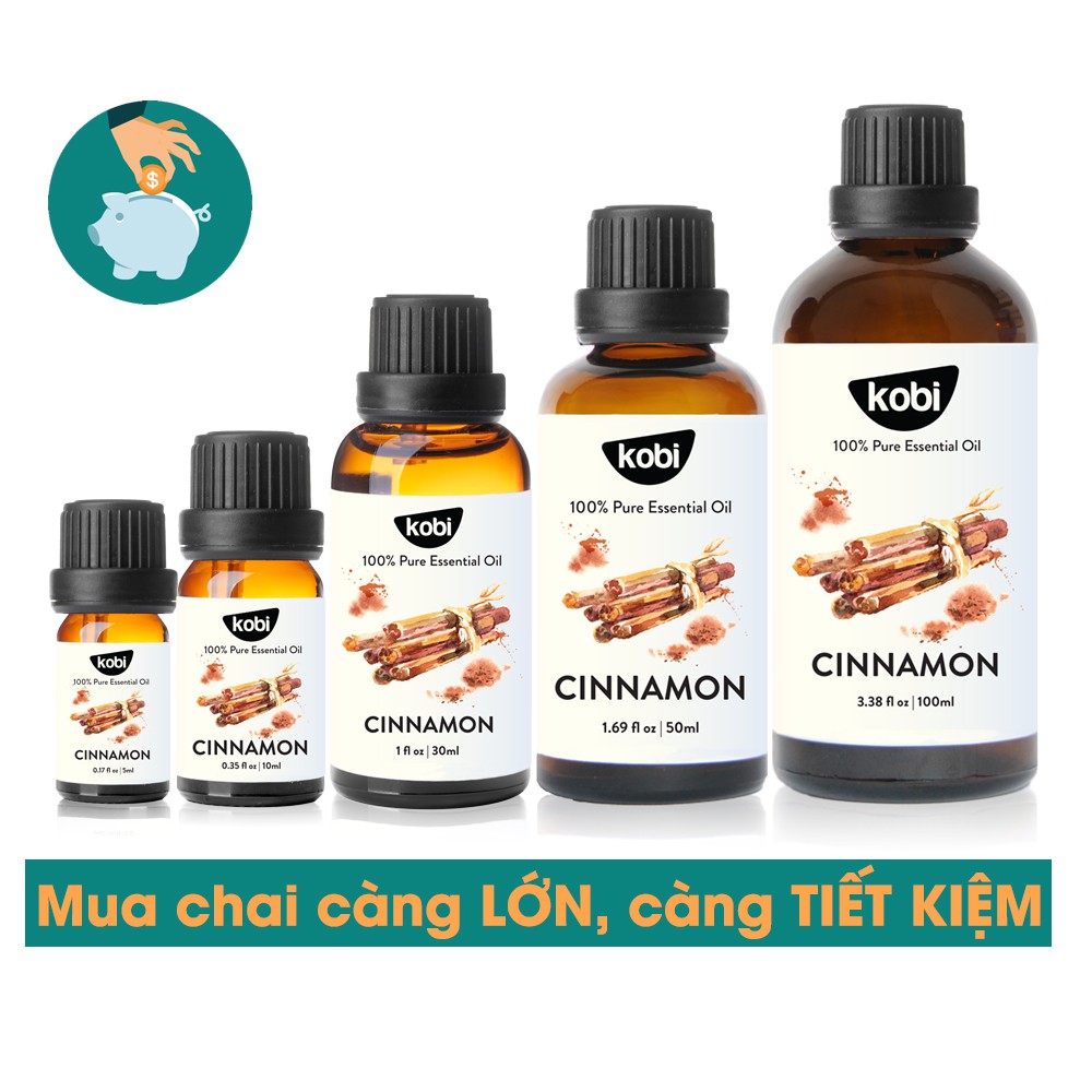 Tinh dầu Quế Kobi Cinnamon essential oil giúp khử mùi, đuổi muỗi, giảm mỡ bụng hiệu quả - 50ml