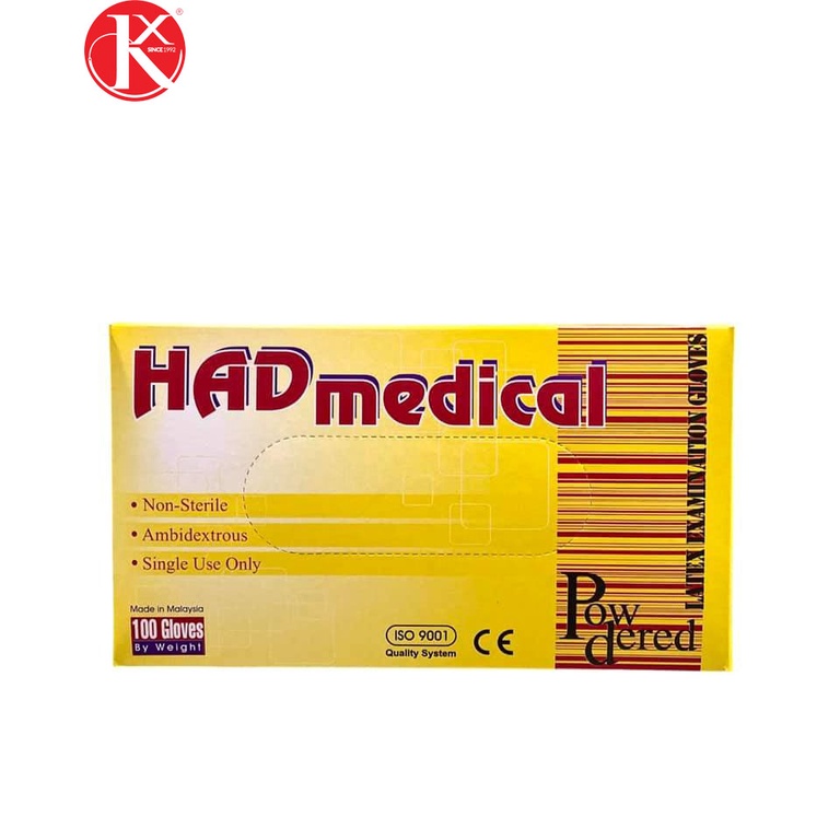 GĂNG TAY KHÁM CÓ BỘT HAD MEDICAL - Made in Malaysia