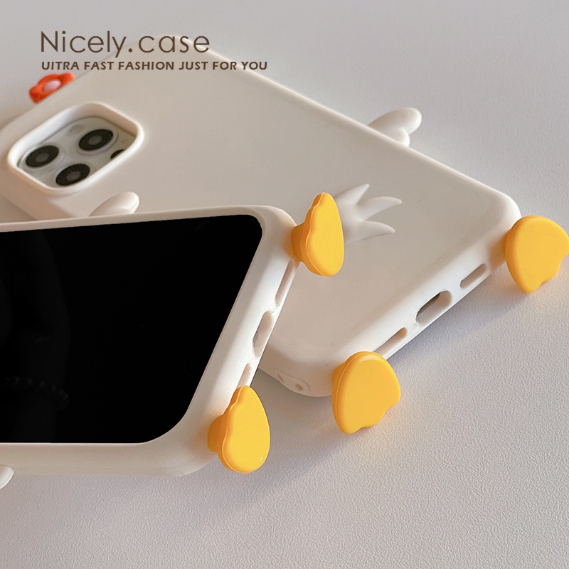 Ốp Điện Thoại Mềm Chống Sốc Họa Tiết Hoa Và Vịt 3d Cho iphone 15 14 13 12 pro max 11 xr xs max x 7 8 6 plus