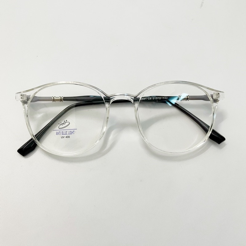 Kính mắt cận nam nữ, gọng giả cận tròn nhựa dẻo Tr90 mẫu mới 22431 chống ánh sáng xanh, UV400 Jolie eyewear