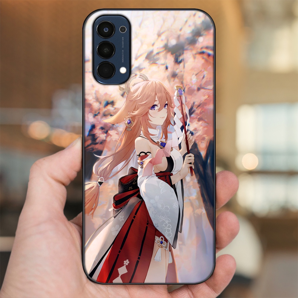 Ốp lưng Oppo Reno 4 viền đen in hình Yae Miko Genshin Impact