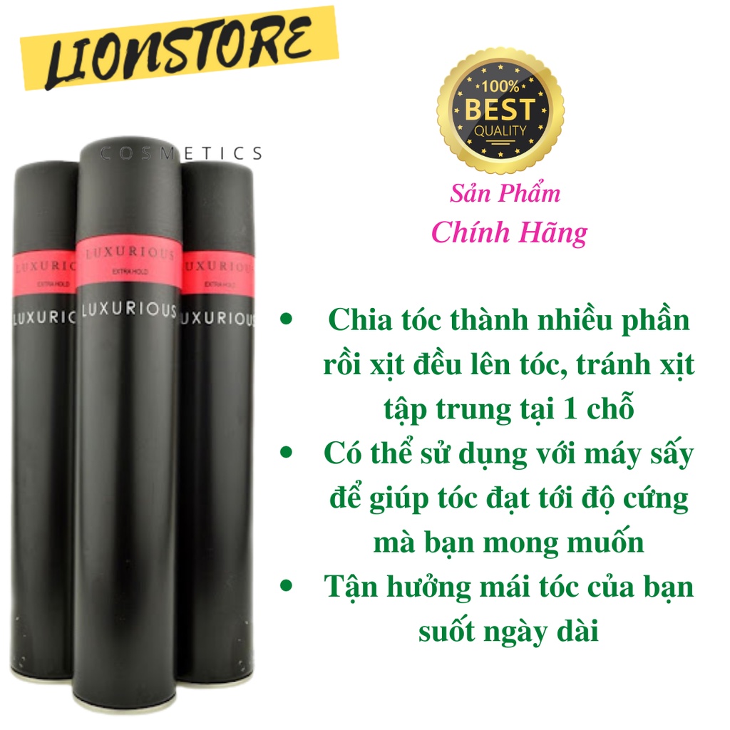 Gôm xịt tóc nam LUXURIOUS giá rẻ siêu cứng tạo kiểu nam nữ