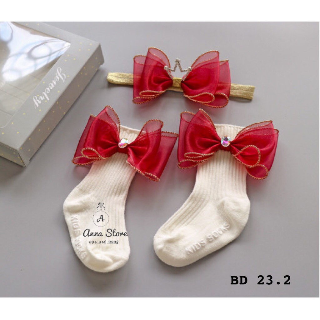 BDA 23 : Set tất kèm bằng đô công chúa cho bé