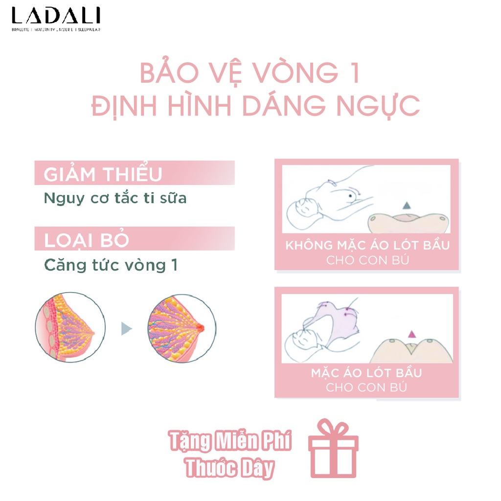 Áo lót sau sinh mẹ bầu thiết kế không gọng ren cao cấp thông hơi thoáng mát Ladali