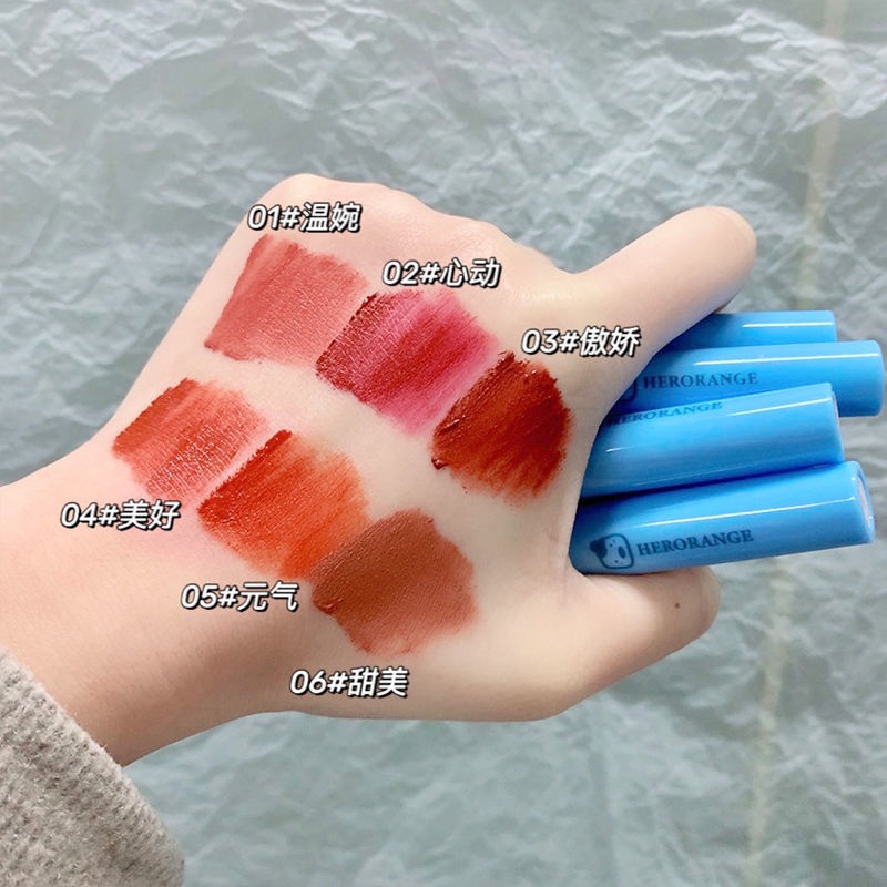 Set 6 Son Môi Chống Nước Thiết Kế Vỏ Son Hình Chú Heo/Chú Heo Dễ Thương