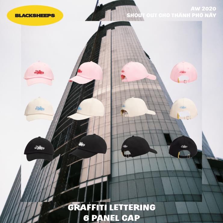 Nón lưỡi trai BLACKSHEEPS GRAFITTI LETTERING 6-PANEL CAP in hình Sheeps 3 màu