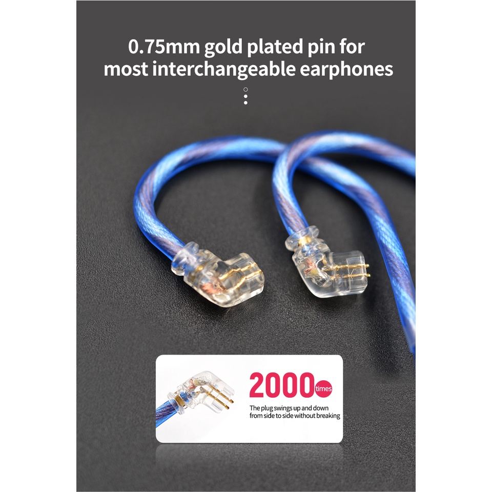 Dây Cáp Nâng Cấp Tai Nghe KZ Silver OCC Cho ZS10 PRO ZSN ZSX ZAS AS12 EDX ZEX VX