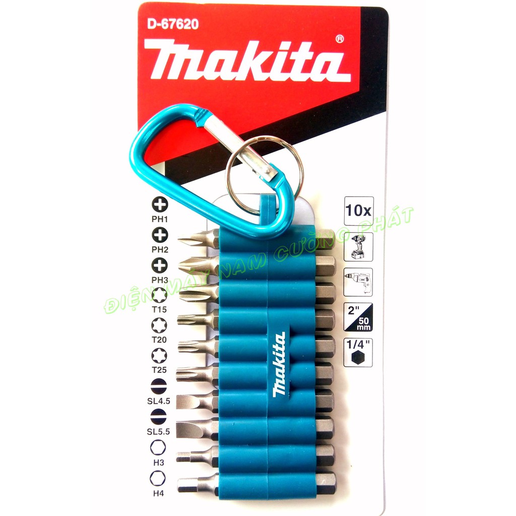 Bộ mũi vặn vít lục giác 10 chiếc Makita D-67620