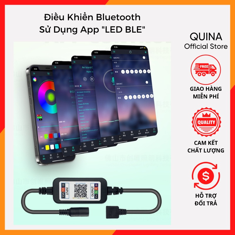 Đèn Led RGB Trang Trí Phòng Ngủ Ô tô Tiktok Trang Trí Chuyển Động Theo Nhạc Có App Và Remote Quina QN015