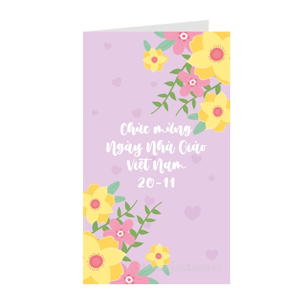 Combo 4c Thiệp chúc mừng ngày Nhà giáo Việt Nam 20/11 - Thiệp Grey 11NG60