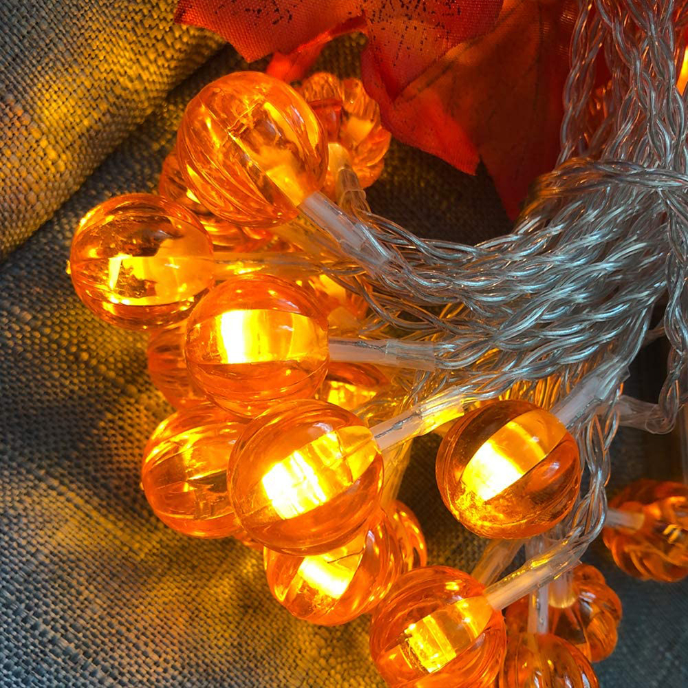 1.5/3m Fall Red Maple Leaf Pumpkin String Lights Garland/Halloween Christmas LED Warm Yellow Fairy Lights/Birthday Party Wedding Xmas Home INS Decorations