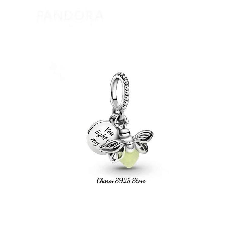 charm pan treo đom đóm phát sáng bạc s925 cao cấp