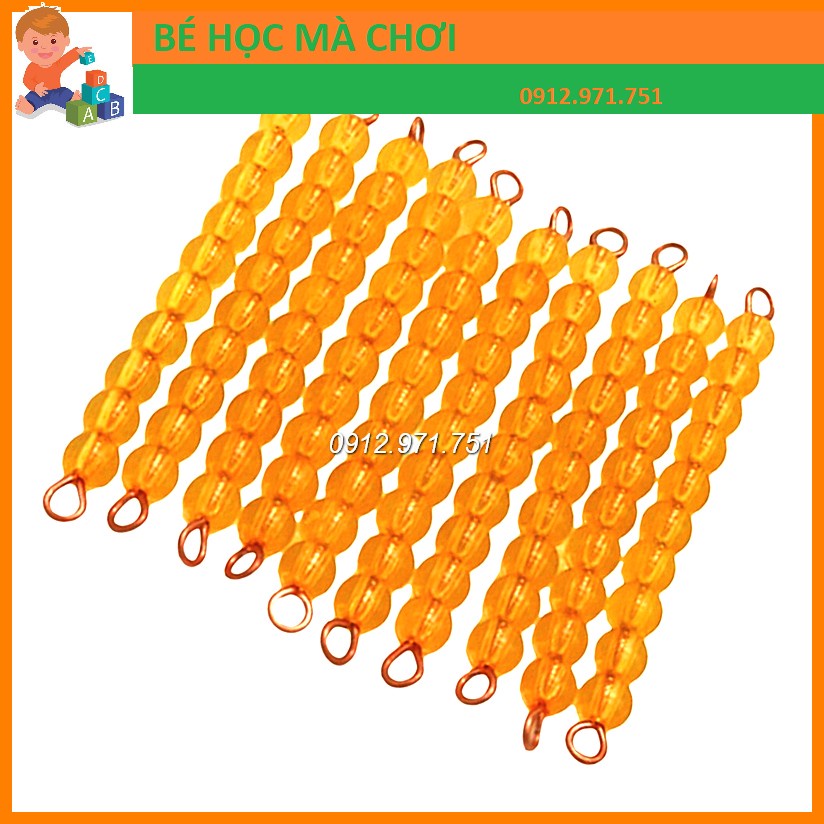 Bộ 50 chuỗi 10 hạt cườm - Hộp chuỗi hạt cườm học toán Montessori