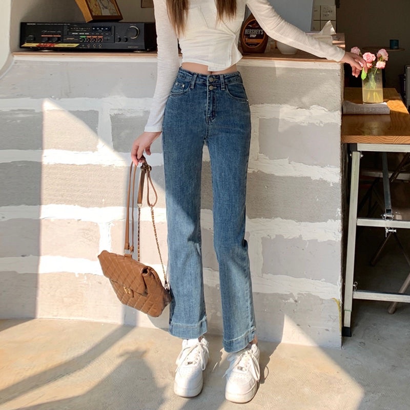 quần jean co ống đung cạp 2 cúc