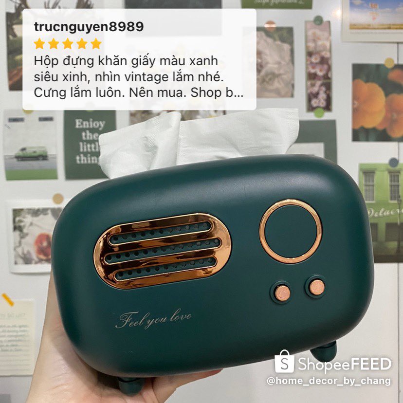 Hộp đựng giấy ăn để bàn cao cấp phong cách vintage - Radio Tissue Box