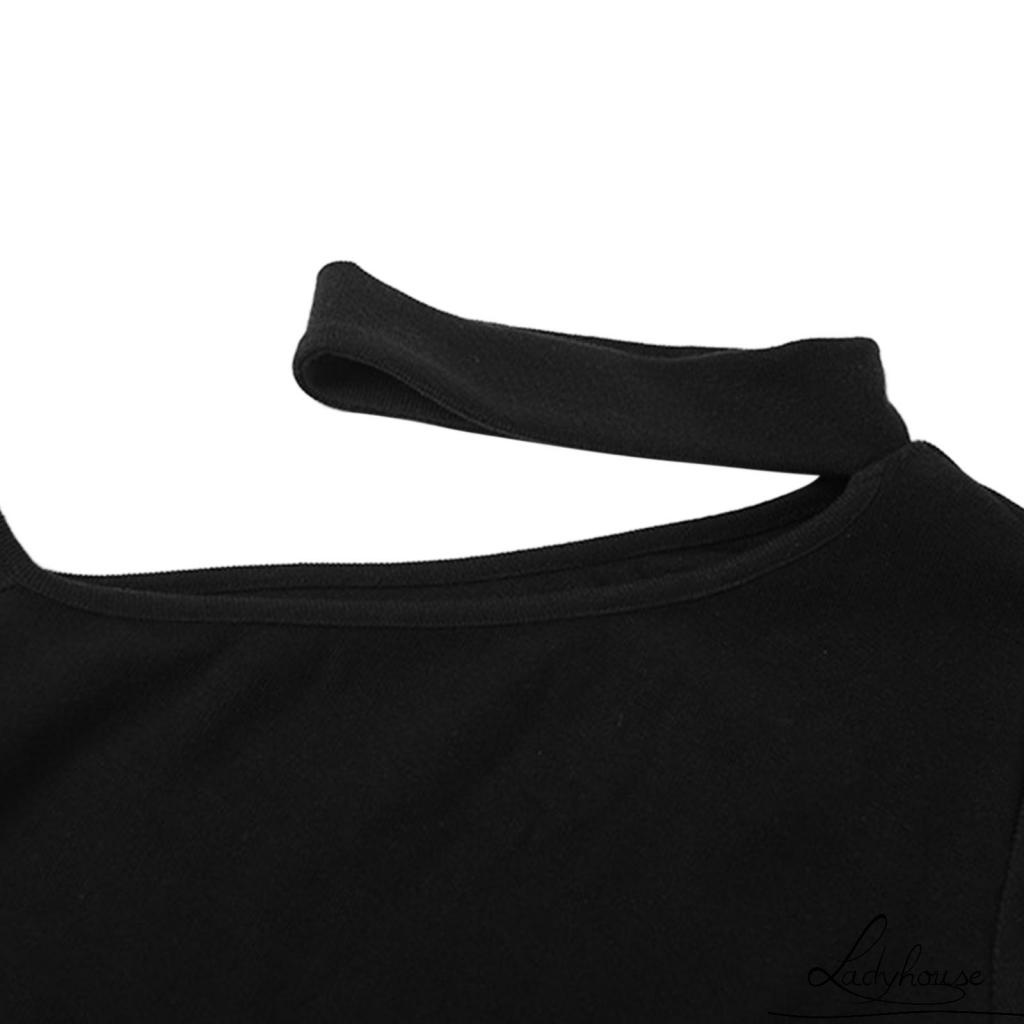 LD-Women’s Casual Short Sleeve Dress Fashion Off-shoulder Pearl Chain Hollow Skinny Short Dress