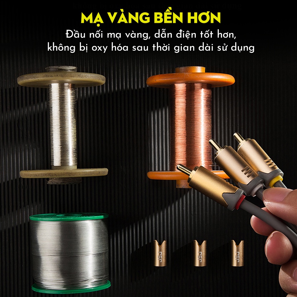 Dây tín hiệu 6 đầu hoa sen đầu av JSJ 6432 dài 1.8m đến 5m dây av co giãn tốt đầu cắm gia công mạ vàng âm thanh hay