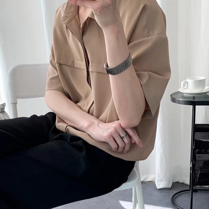 Áo Thun Polo Tay Ngắn Dáng Rộng Màu Trắng Trơn Thời Trang Phong Cách Hàn Quốc Cho Nam