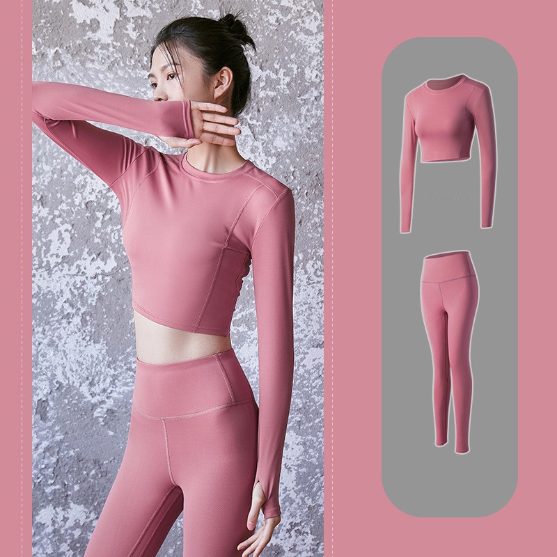 Áo tập yoga nữ dài tay Louro FA61, kiểu áo tập croptop dùng tập gym, yoga, zumba - chất liệu siêu co giãn, thoáng mát