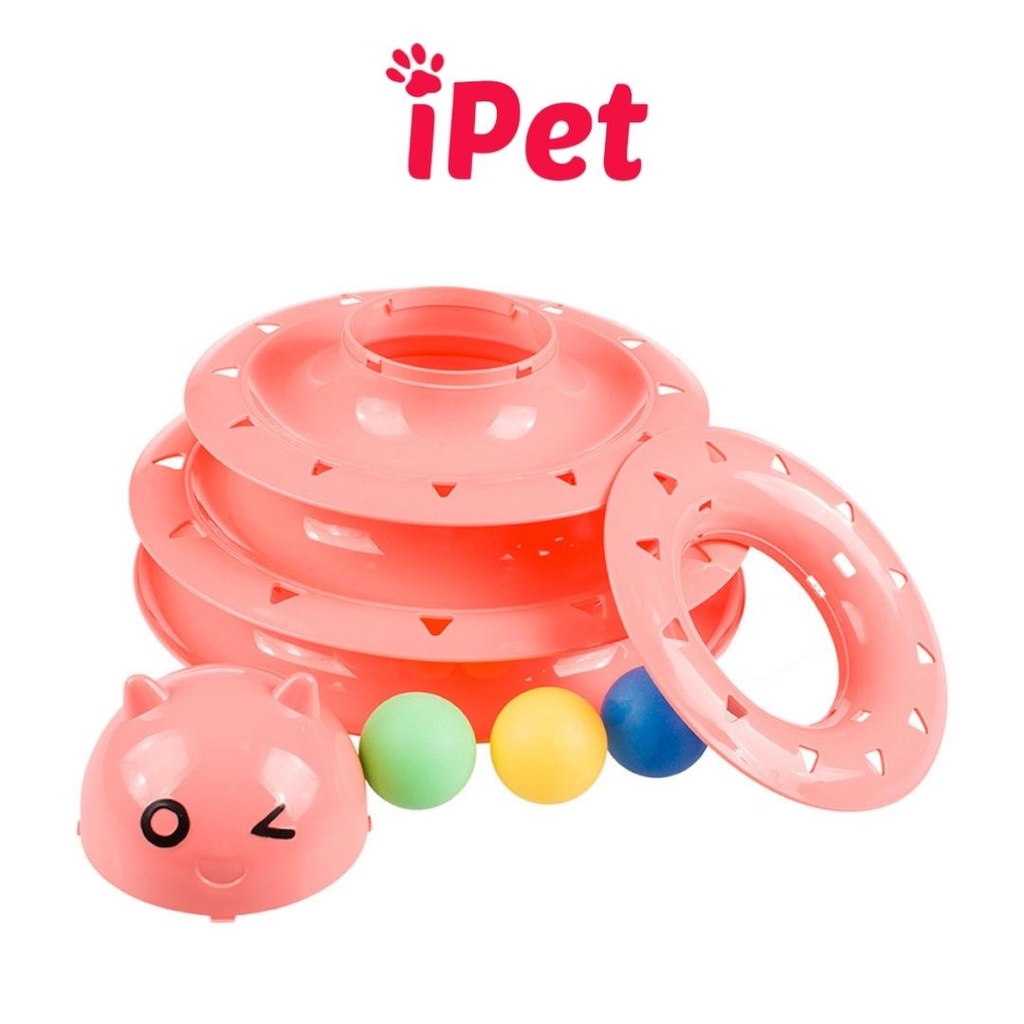 Đồ chơi tháp banh 3 tầng hình thú cho mèo vờn - iPet Shop