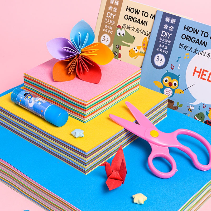 Bộ 200 Miếng Giấy Xếp Hình Origami Hình Vuông Nhiều Màu Sắc