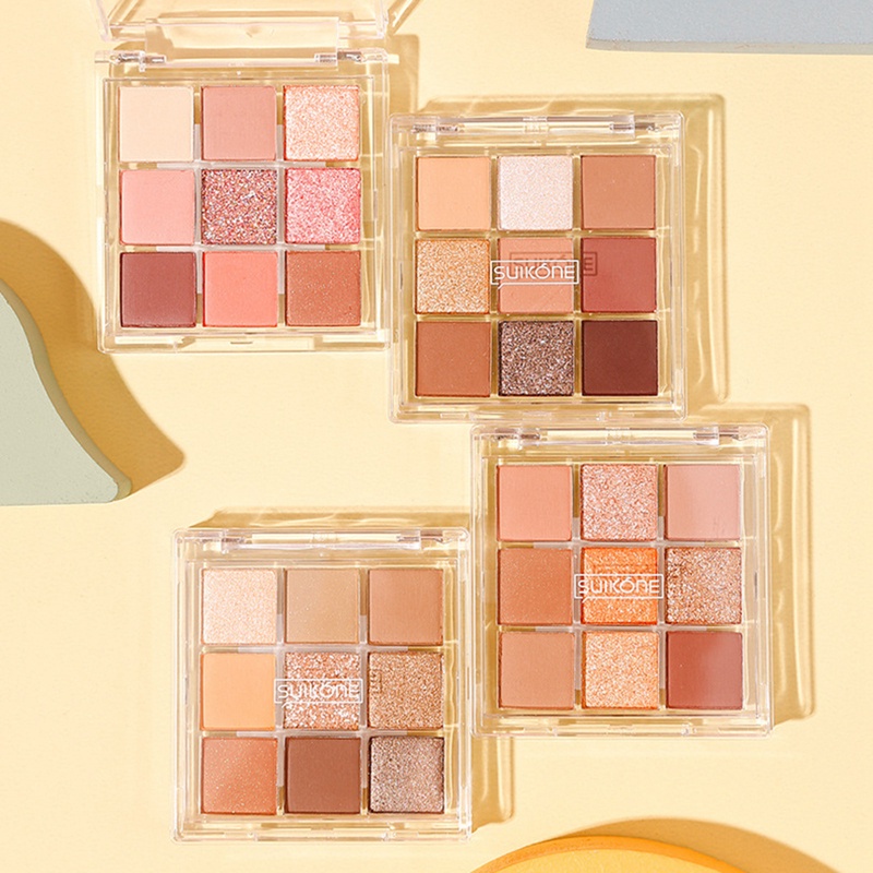 [Hàng mới về] Bảng phấn mắt 9 màu sắc hiệu ứng lì/ ánh nhũ chống nước bền màu lâu trôi