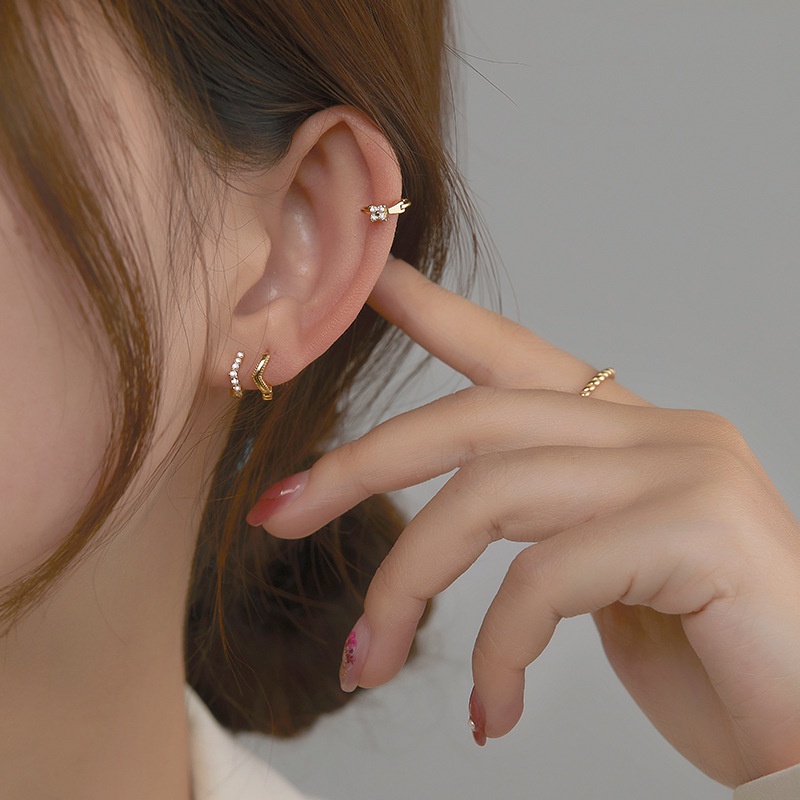 Đôi Khuyên Tai Mạ Vàng 14K Đính Đá Thời Trang Cho Nữ