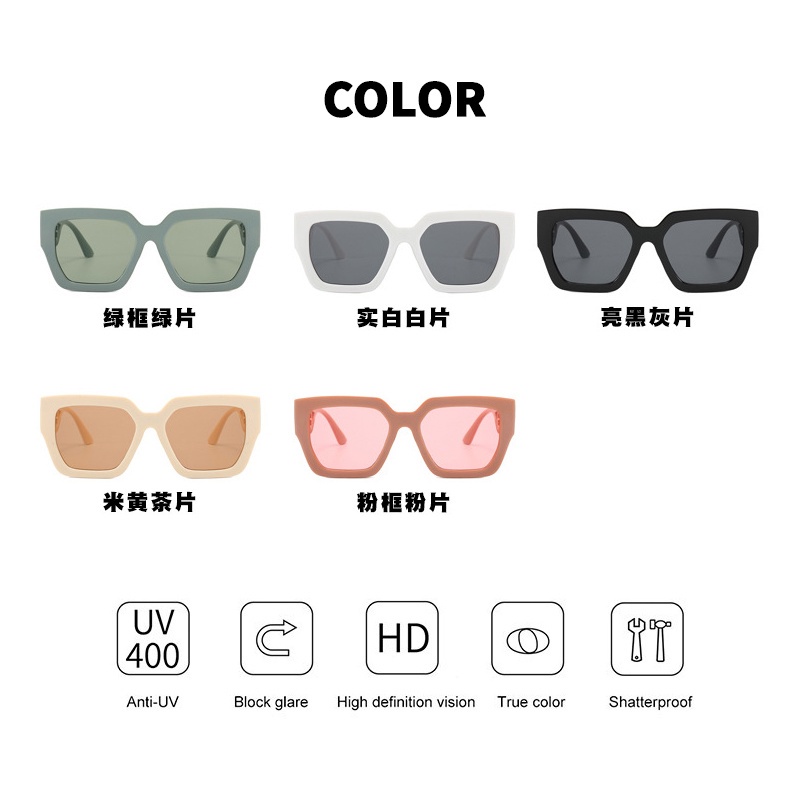 (KIQI-FASHION) COD Kính Mát Gọng Vuông Họa Tiết Chữ Phong Cách Âu Mỹ Thời Trang Chống Tia Uv400 Dành Cho Nam Nữ