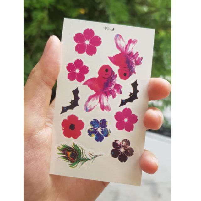 Hình xăm hoa lá, cá cảnh. Xăm dán tatoo mini tạm thời, size &lt;10x6cm