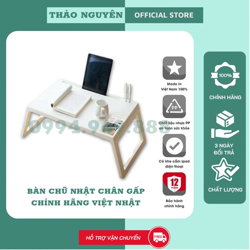 [Hàng Chính Hãng] Bàn học gấp gọn nhựa Việt Nhật có khe cắm Ipad, bàn học làm việc thông minh -gọn gàng -siêu tiện lợi