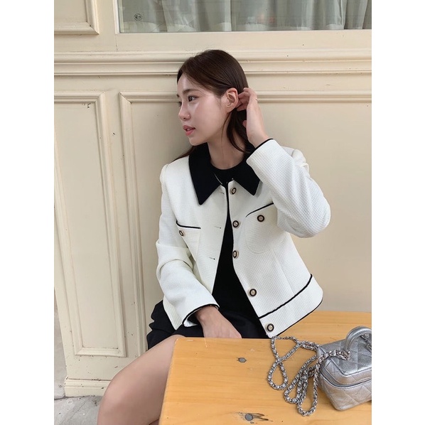 Áo khoác phối cổ sơ mi, viền áo nổi bật (có ảnh thật) | BigBuy360 - bigbuy360.vn