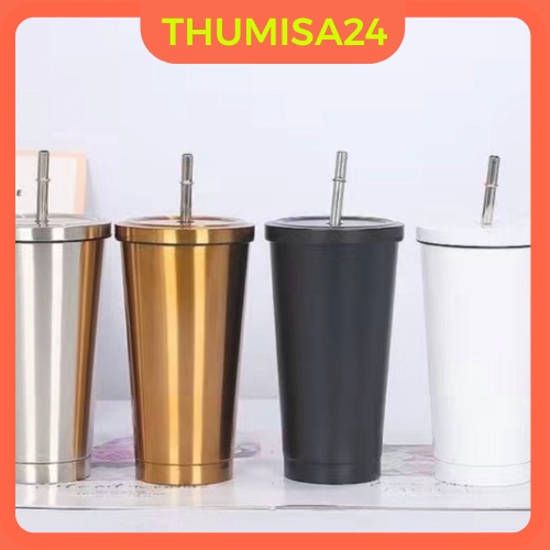 Ly giữ nhiệt kèm ống hút 550ml, inox 304, giữ nóng lạnh 10-12 tiếng