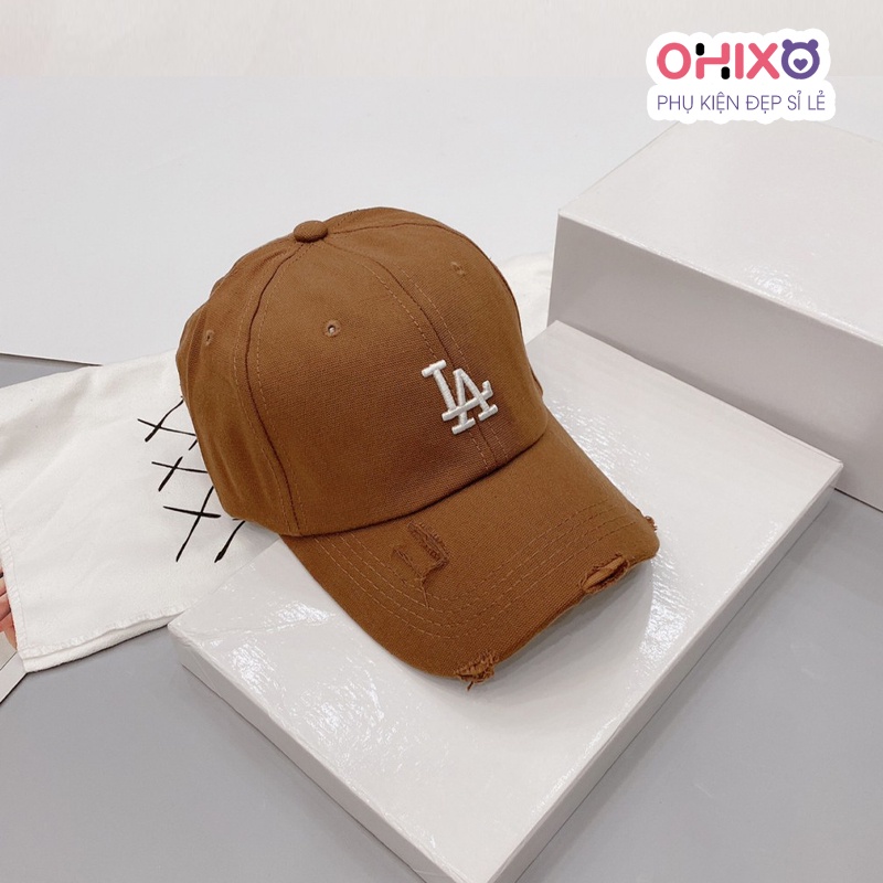 Mũ lưỡi trai nón kết LA thêu chữ rách bản xuất hàn cao cấp đơn giản thời trang phong cách ulzzang nhiều màu OHIXO LT20