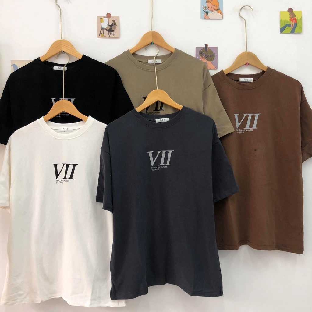 Áo thun 3158 vải cottong khô - Sỉ áo phông in chữ VII