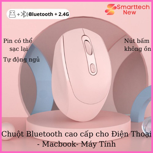 Chuột Bluetooth M107, Kết Nối không dây và bluetooth 5.1 Hoặc Đầu Thu 2.4Ghz Yên Tỉnh, Pin Có Thể Sạc Lại