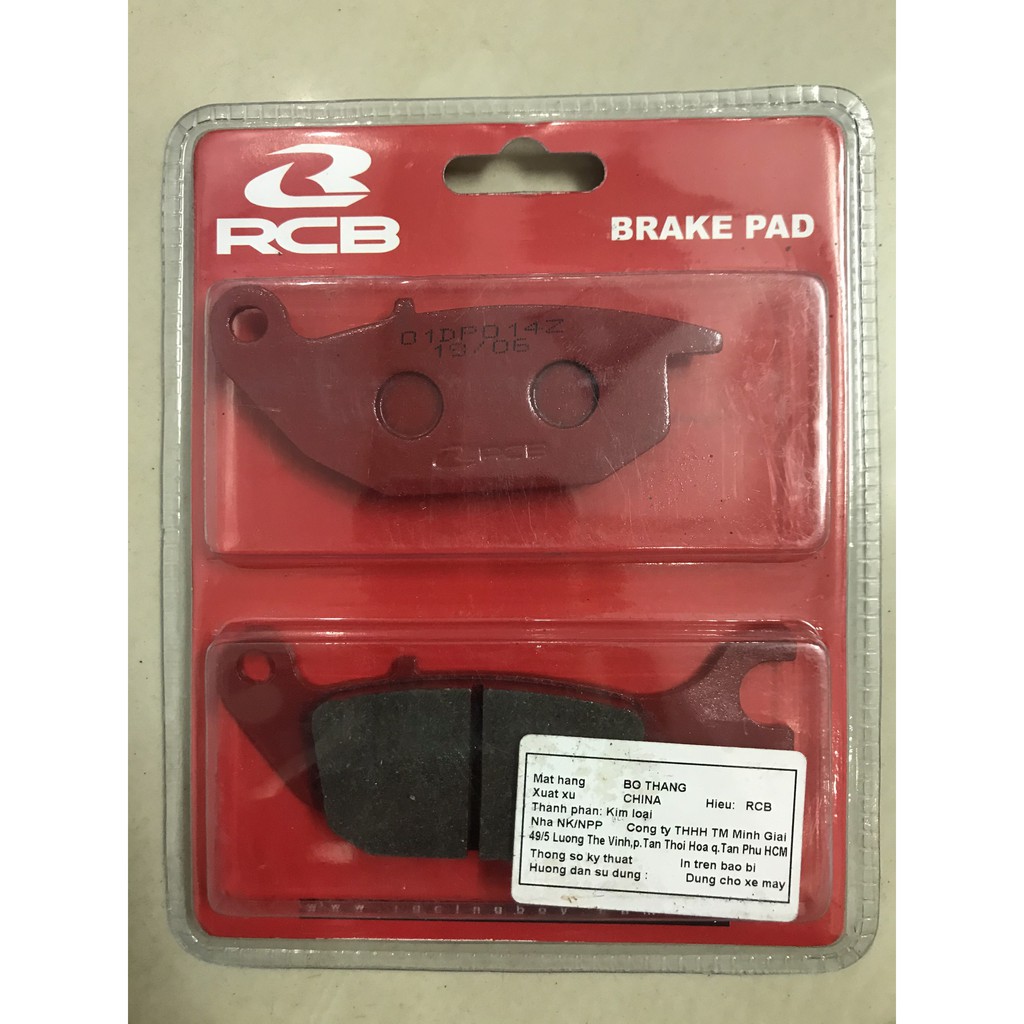 BỘ BỐ THẮNG ĐĨA TRƯỚC/SAU RCB cho EXCITER 150 (má phanh)