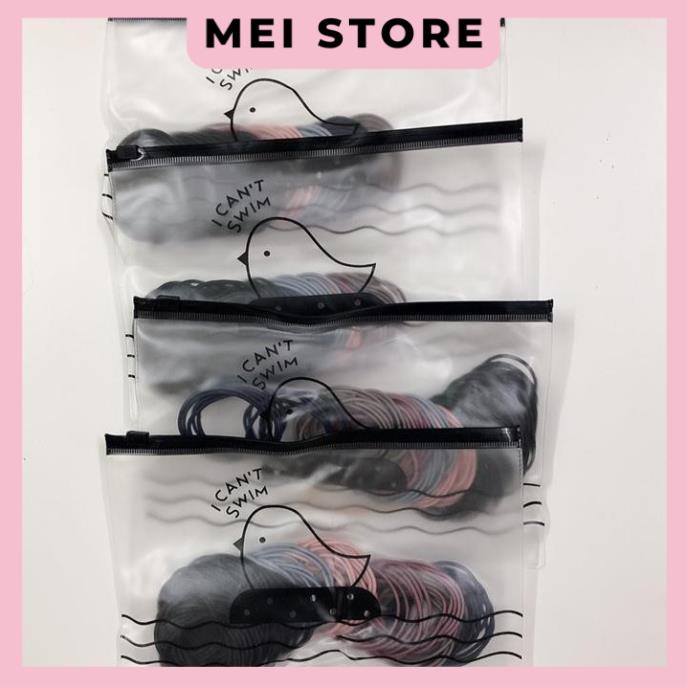 Set 100 Sợi Thun Cột Tóc Kèm Túi Zip