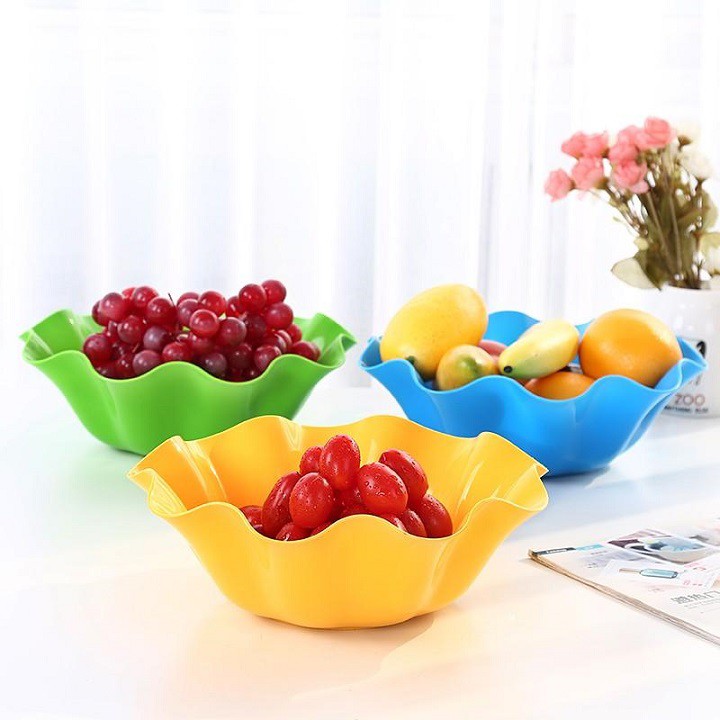 Bát đựng trái cây hình bông hoa cỡ to 26cm bằng nhựa nhiều màu sắc giadunghuylinh