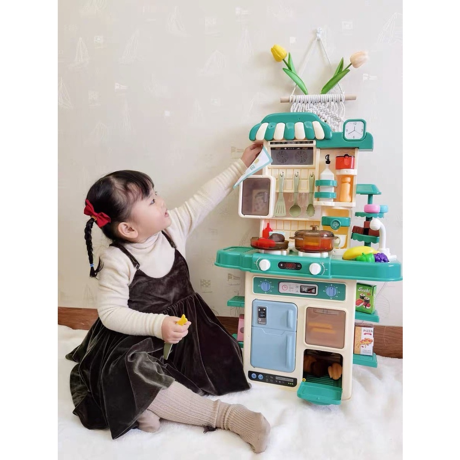 Đồ chơi nhà bếp có nhạc và vòi nước cỡ lớn, mô phỏng đồ dùng nhà bếp giành cho bé 2 đến  6 tuổi cao  70cm