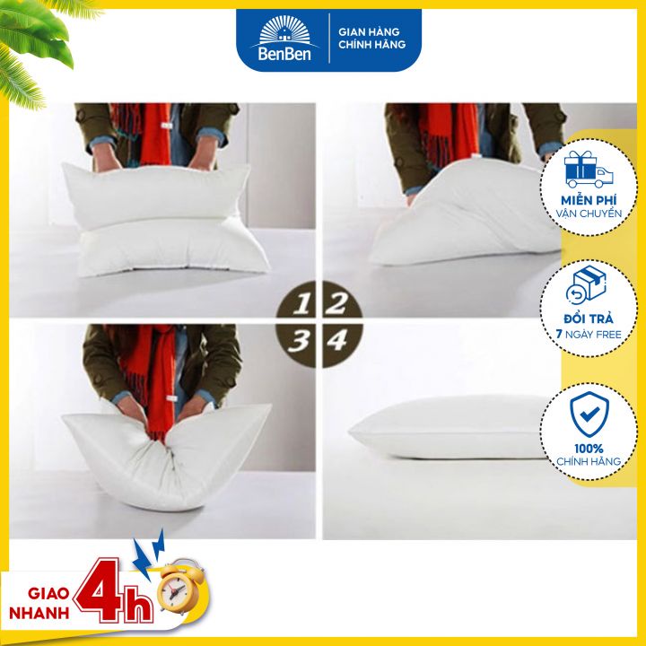 Tặng vỏ gối cotton - Ruột gối ngủ hơi cao cấp 50x70 cm Ben Ben - gối ngủ - goi hoi - gối gòn