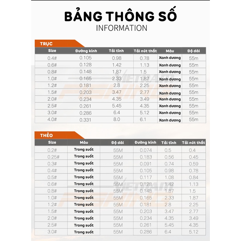Dây Câu Đài HUA PRO 55m - Hàng chính hãng
