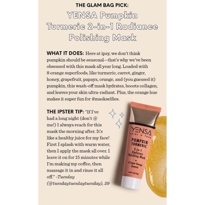 Mặt nạ làm sáng da YENSA PUMPKIN TURMERIC 2-in-1 Radiance Polishing Mask